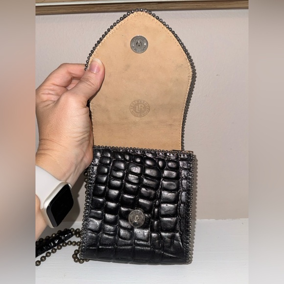Leatherock RARE vintage embellished Alligator fold over crossbody tags/dustbag - Picture 10 of 14